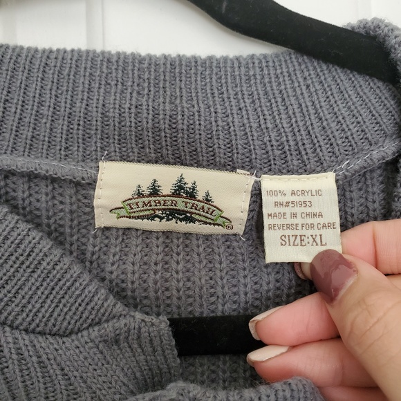 2for$20 Timber Trail XL grey knit sweater sweatshirt 4 button over the head - Picture 4 of 9